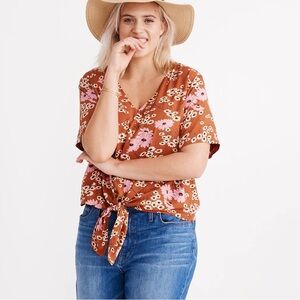 Madewell Novel Tie-Front Top in Hillside Daisies